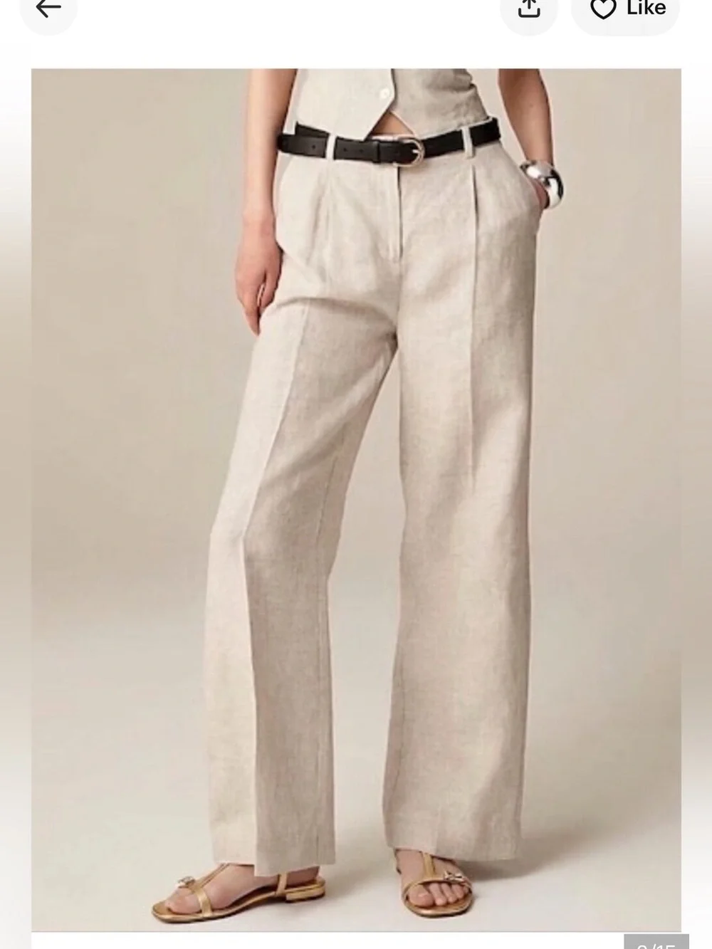 JCrew Linen Pleated Trousers in flax